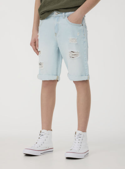 Shorts di jeans chiari con strappi