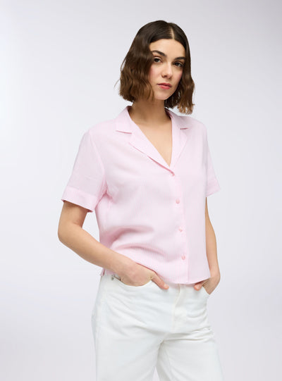 Camicia ampia a righe con revers