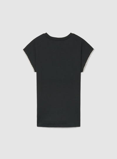 T-shirt con profili maniche strass