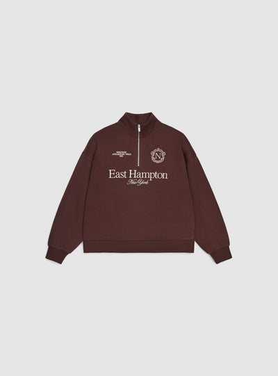 Felpa con mezza zip e ricamo college