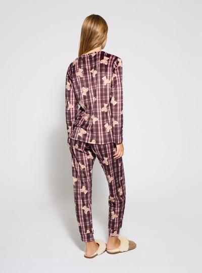 Set pigiama con stampa orsetti e motivo tartan