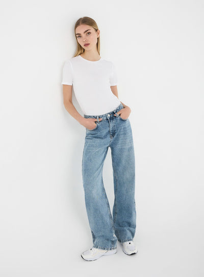 Jeans wide leg acid wash