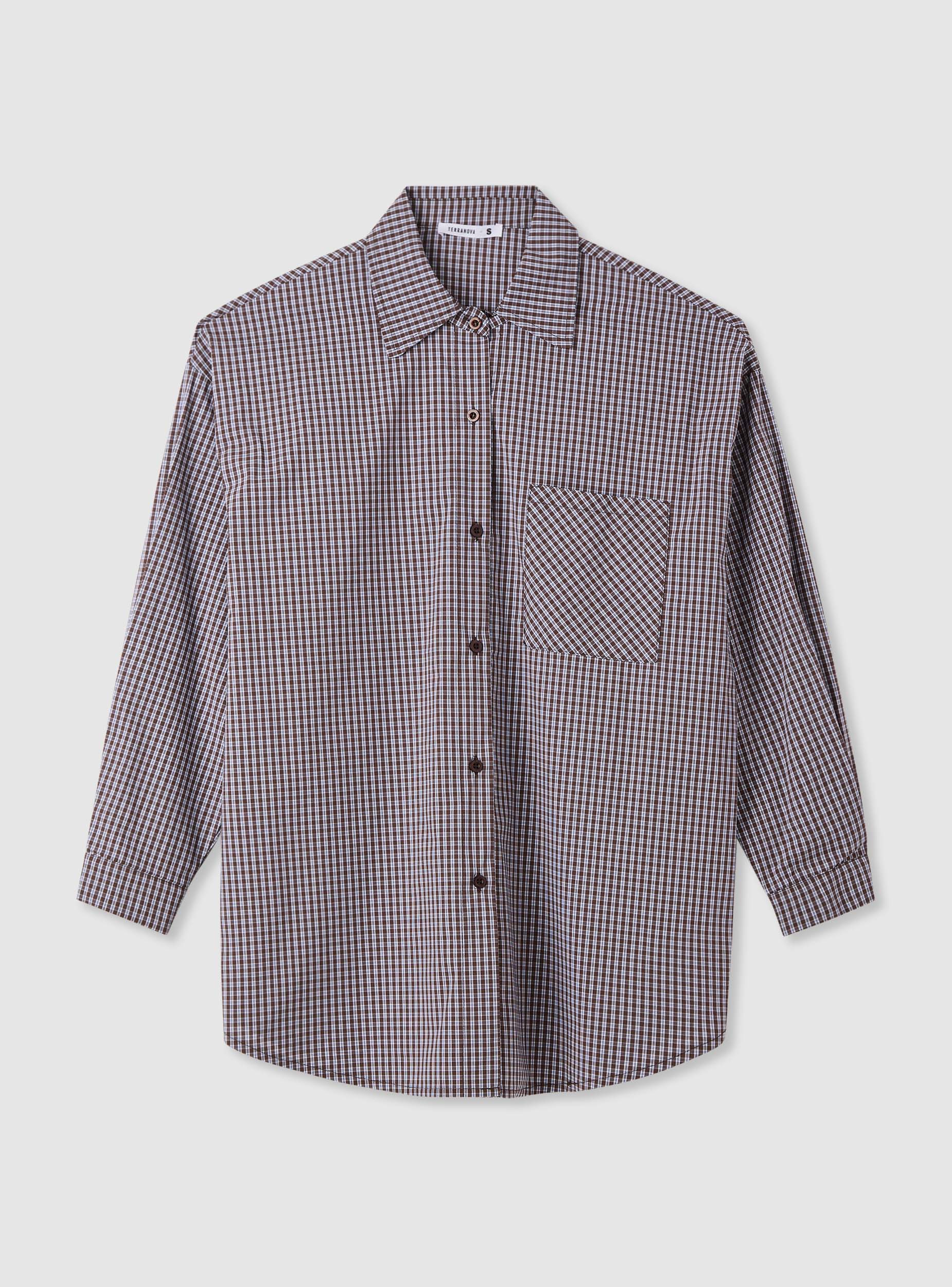 Oversized checkered shirt with chest pocket – Terranova