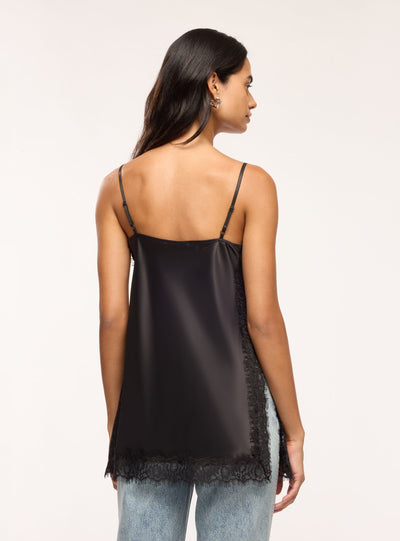 Top con pizzo e spalline sottili satin