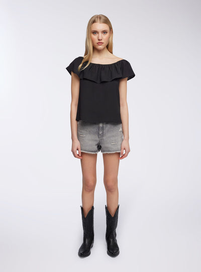 Blusa spalle scoperte con balza