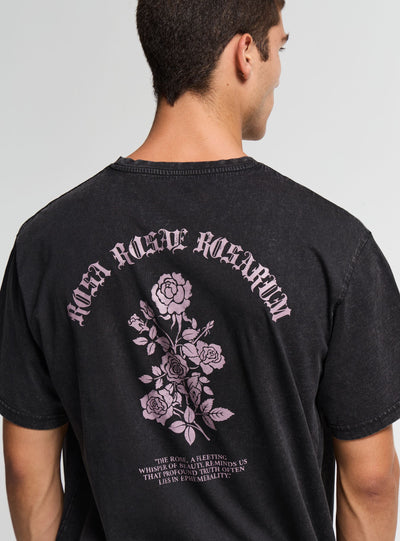 T-shirt con stampa rose fronte e retro
