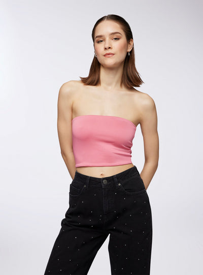 Top crop a fascia tinta unita