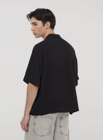 Camicia bowling cropped in viscosa