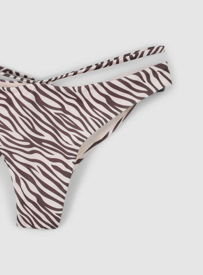 Slip bikini brasiliana zebrata con stringhe