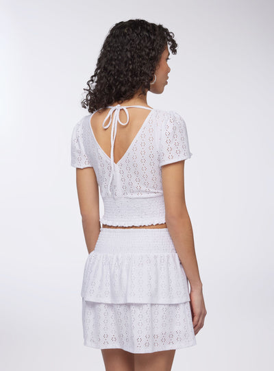 Blusa crop in sangallo
