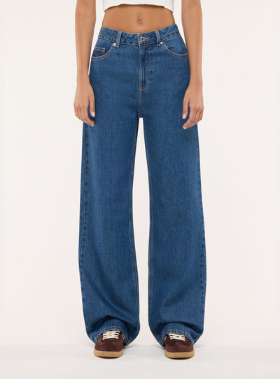Jeans wide leg a tinta unita