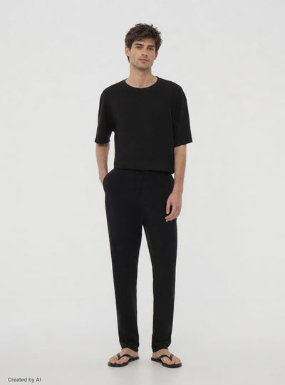 Pantaloni chino in misto lino
