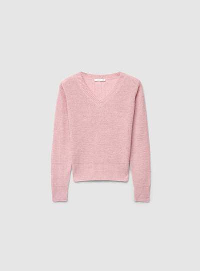 Maglia a coste inglesi con scollo a V
