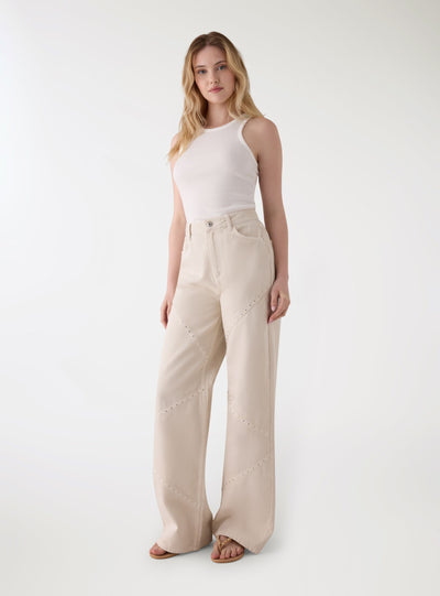 Pantalon large à clous