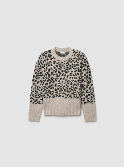 Maglia girocollo con fantasia animalier