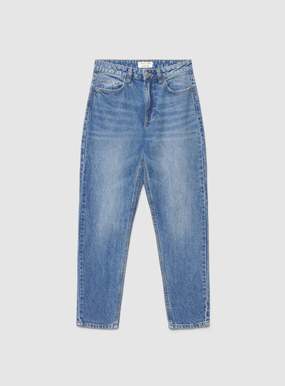 Jeans mom fit a tinta unita