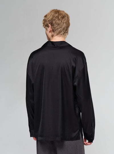 Camicia maxi in raso con fiocco
