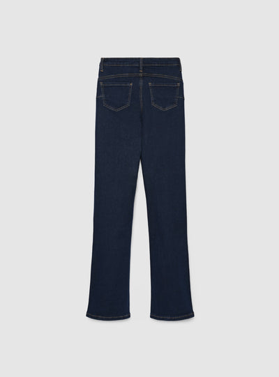 Jeans a zampa a vita alta tinta unita