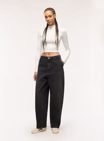 T-shirt crop a lupetto tinta unita