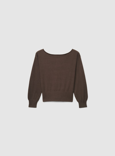 Maglia con spalle scoperte asimmetrica a tinta unita