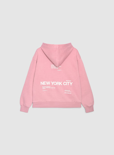 Felpa con cappuccio e scritta New York
