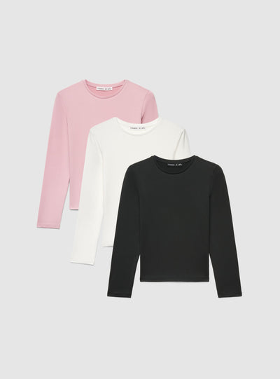 Pack 3 T-shirt a manica lunga tinta unita