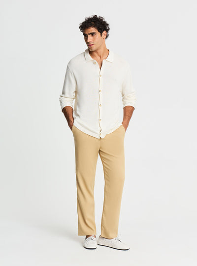 Pantaloni straight tinta unita con coulisse