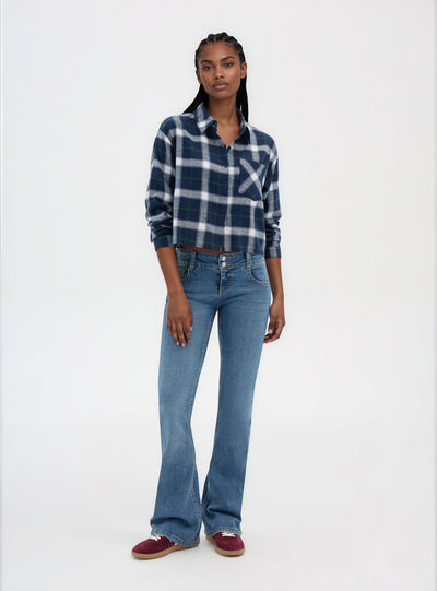 Camicia crop a quadri