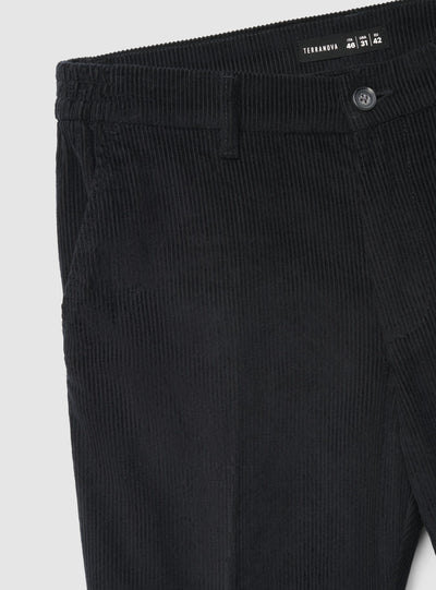 Pantaloni chino con elastico in velluto a coste