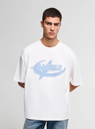 T-shirt boxy con stampa lettering