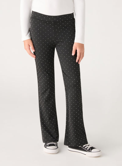 Long flared leggings with rhinestones