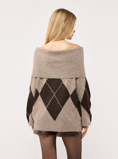 Maglia spalle scoperte a rombi