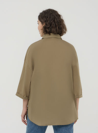Maxi shirt with three-quarter sleeves