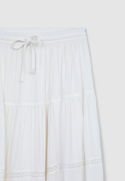 Gonna lunga con inserto in macramè