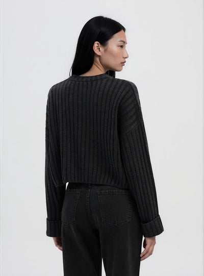 Maglia crop a coste larghe