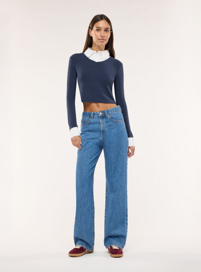 T-shirt manica lunga con inserti camicia