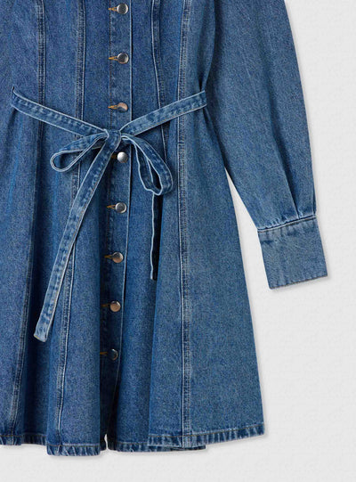 Vestito chemisier in denim con cintura