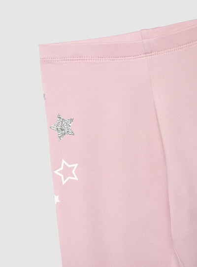 Leggings lunghi da bambina con stampa stelle e scritta