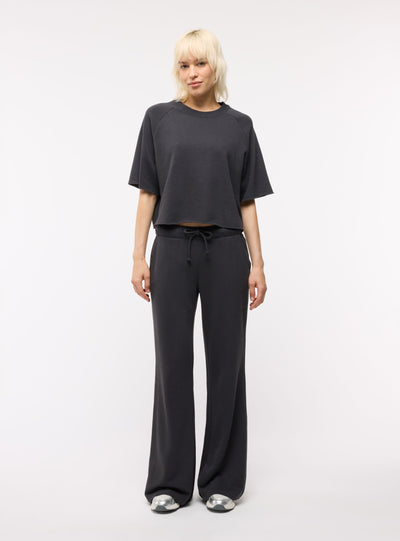T-shirt crop boxy a tinta unita