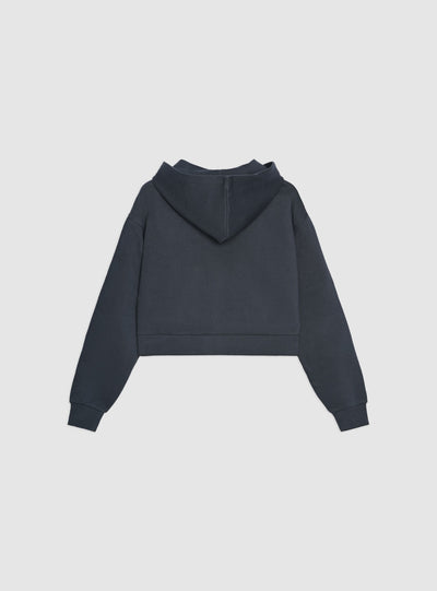 Felpa crop con zip e cappuccio