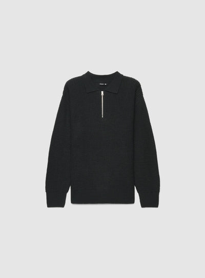 Maglia polo con zip e punto mosso