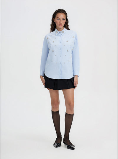 Camicia ampia con applicazioni strass