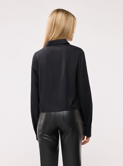 Camicia crop a tinta unita