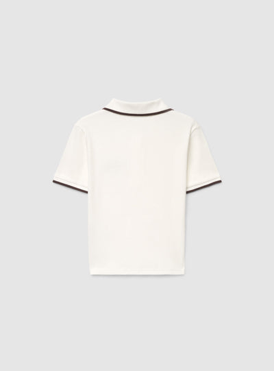 T-shirt con colletto polo e ricamo college
