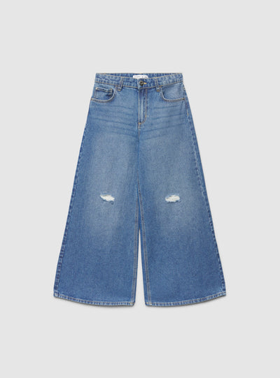 Jeans super wide leg con strappi