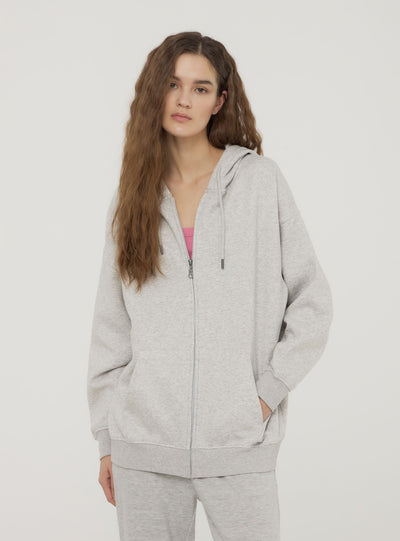 Felpa maxi con cappuccio e zip