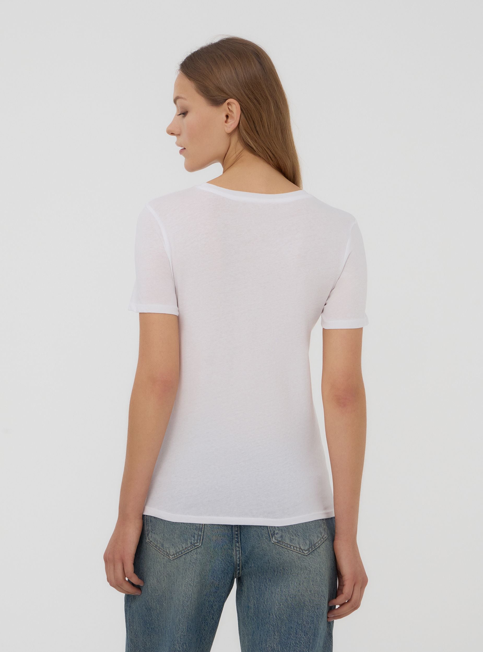 T-shirt in jersey di viscosa elasticizzata con stampa cuore BIANCO T-shirt in jersey di viscosa elasticizzata con stampa cuore BIANCO