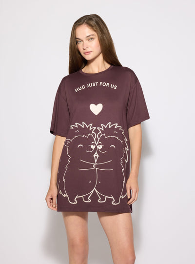 T-shirt pigiama con maxi stampa animaletti