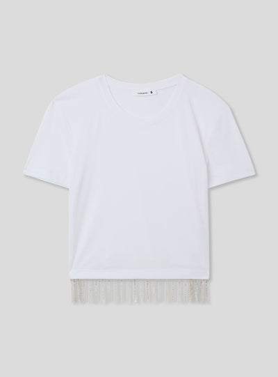 T-shirt crop con frange