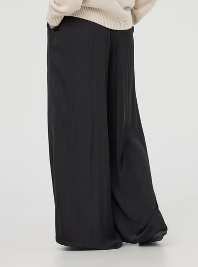 Pantaloni palazzo coulisse in effetto raso